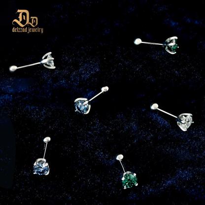 Delzzad S925 0.5ct Synthetic Moissanite Exquisite Hip Hop Solitaire Four-Prong Stud Earrings Anniversary Birthday Valentine's Day Gifts For Men Women