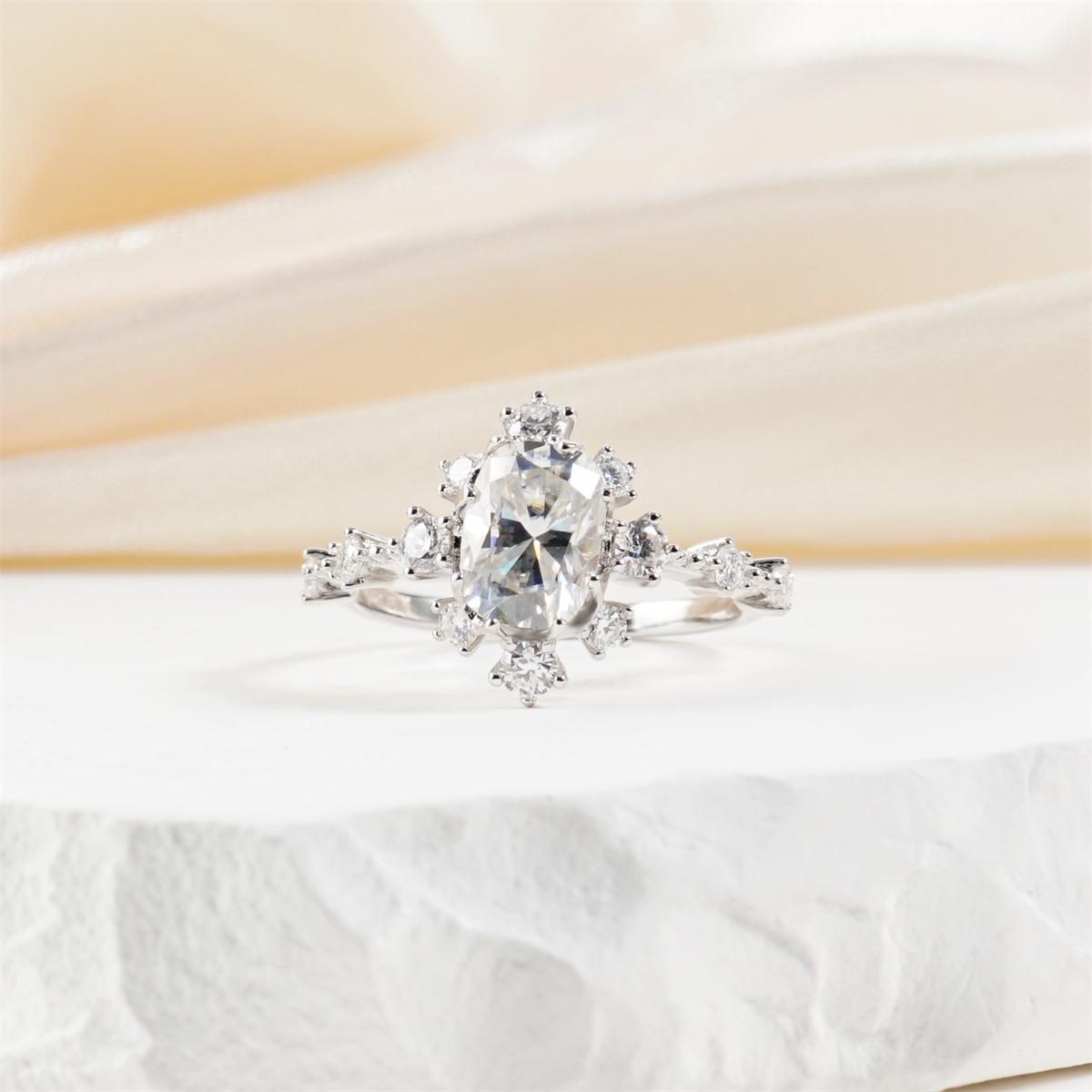 2.6ct Frost Blossom Ring Snowy Floral Ring Band Cushion Cut VVS Synthetic Moissanite Ring Jewelry S925 Band