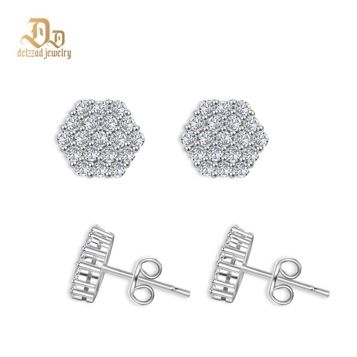 Iced Round Synthetic Moissanite Stud Earrings For Men Women Gift