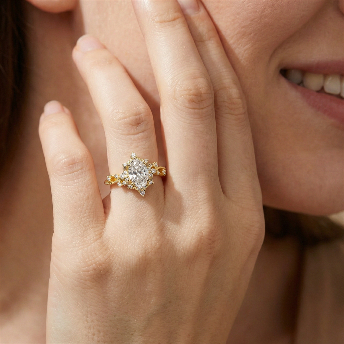 1.9ct Victorian Mirror Ring Vintage Engagement Ring Ivy & Dewdrop Band Ring VVS Synthetic Moissanite Ring Jewelry S925 Band