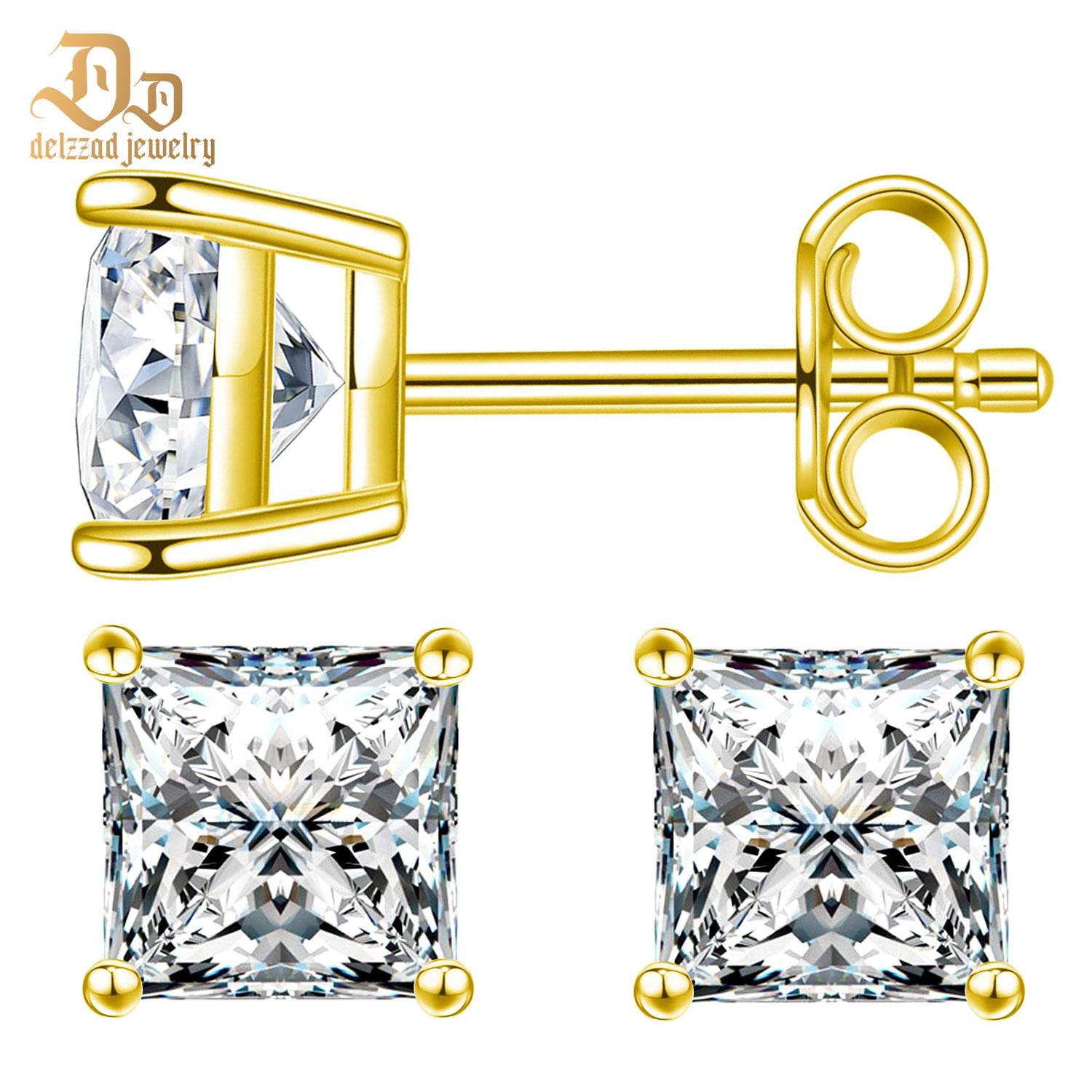 S925 PRINCESS CUT SYNTHETIC MOISSANITE STUD EARRINGS GIFT FOR MEN WOME