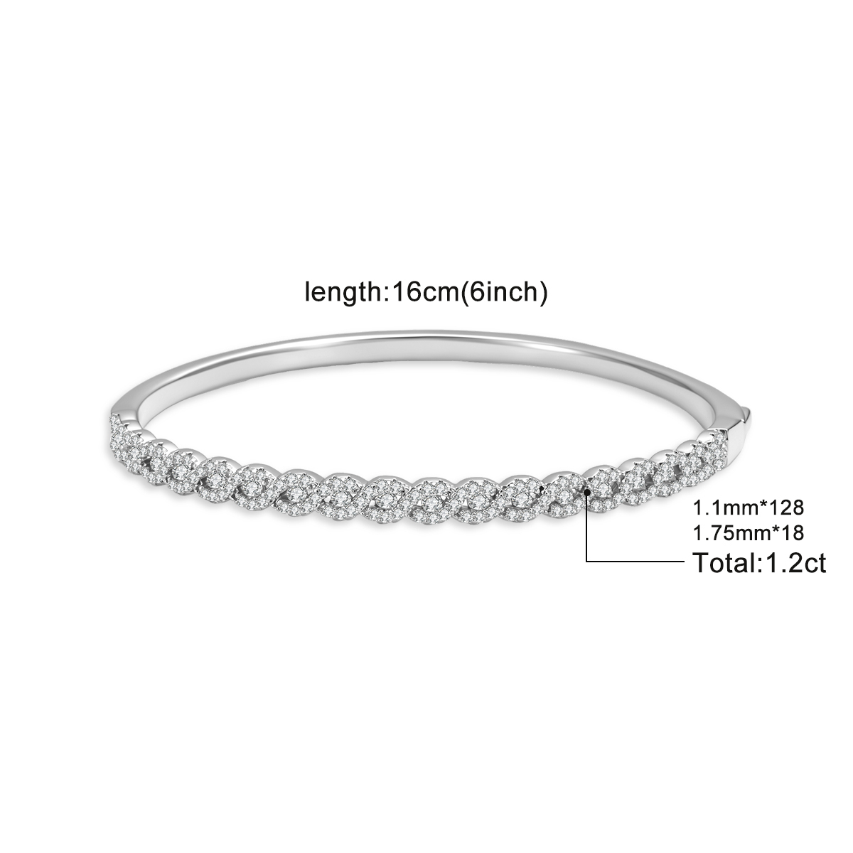 Trinity Ripple Bangle Bracelet Stackable Wedding Bangle Synthetic Moissanite Bracelet Copper
