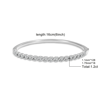 Trinity Ripple Bangle Bracelet Stackable Wedding Bangle Synthetic Moissanite Bracelet Copper