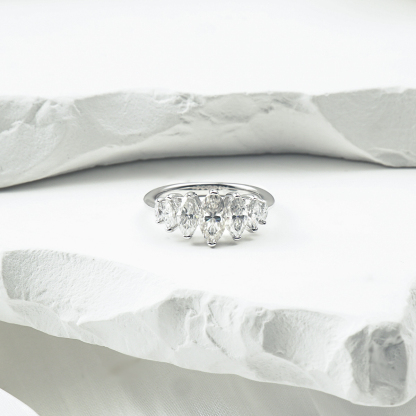 Delzzad Marquise Cut Ring D Color VVS Synthetic Moissanite S925 Elegant Ring Band Women Perfect for Any Occasion & Everyday Wear Anniversary Engagement Gifts