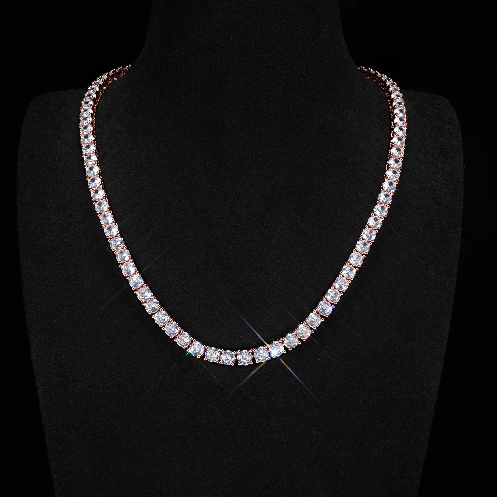 5mm  18K Gold-Plated Iced AAA CZ BlingBling Tennis Chain Single Row