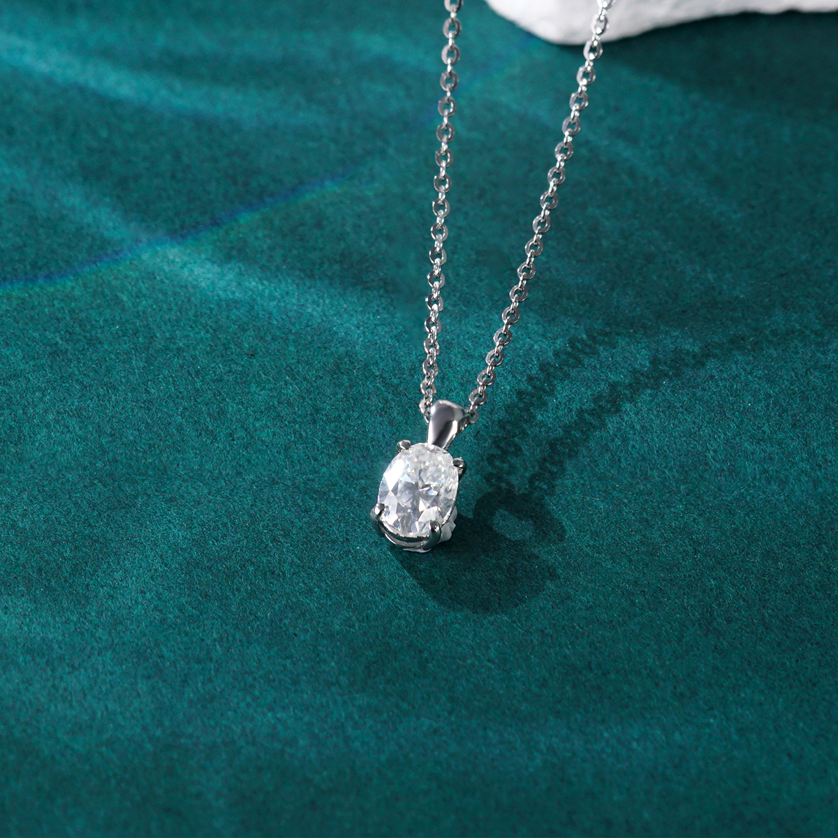 1ct Oval Prong Pendant VVS Synthetic Moissanite S925 Women Solitaire Necklace Chain