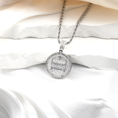 Hip Hop Spiritual Belief Supper Engraved Cross Charm Chain Pendant Necklace VVS Synthetic Moissanite S925 Chain