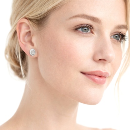 The Halo of Eos Earrings Oval Cut Milgrain Halo Earrings VVS Synthetic Moissanite Earrings Copper Studs