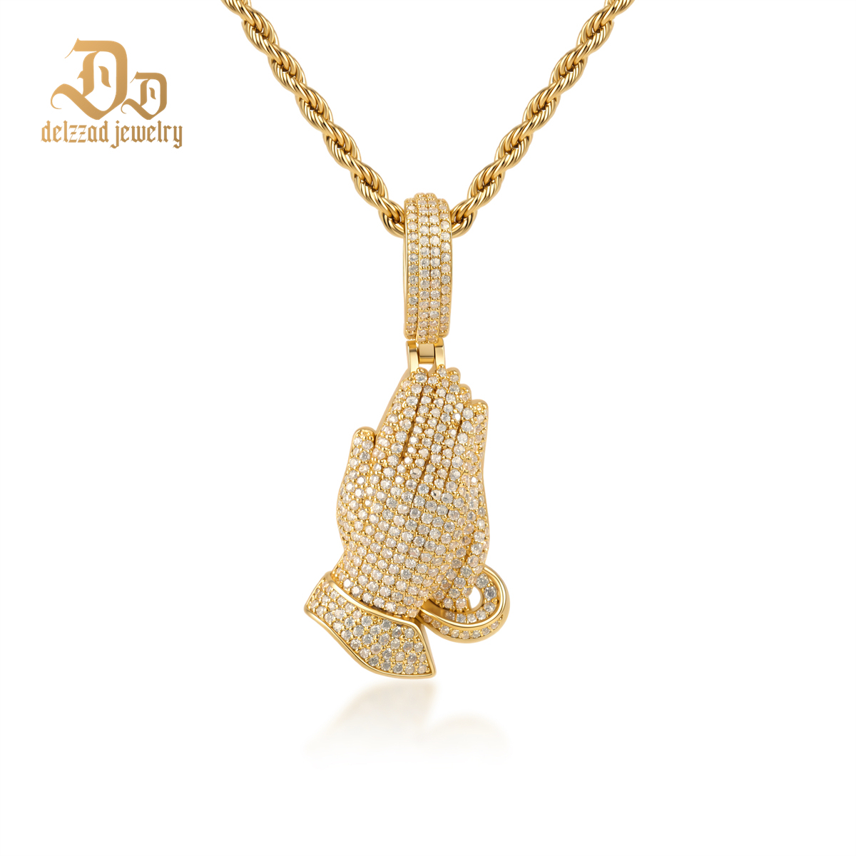 2.5ct Echo of Heaven Starlit Prayer Pendant Praying Hands Pendant Necklace Jewelry Copper