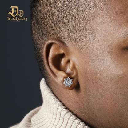 Delzzad S925 Round Synthetic Moissanite Dazzling Star Cluster Studs Earrings Birthday Anniversary Gift Valentine's Day Gifts for Men Women