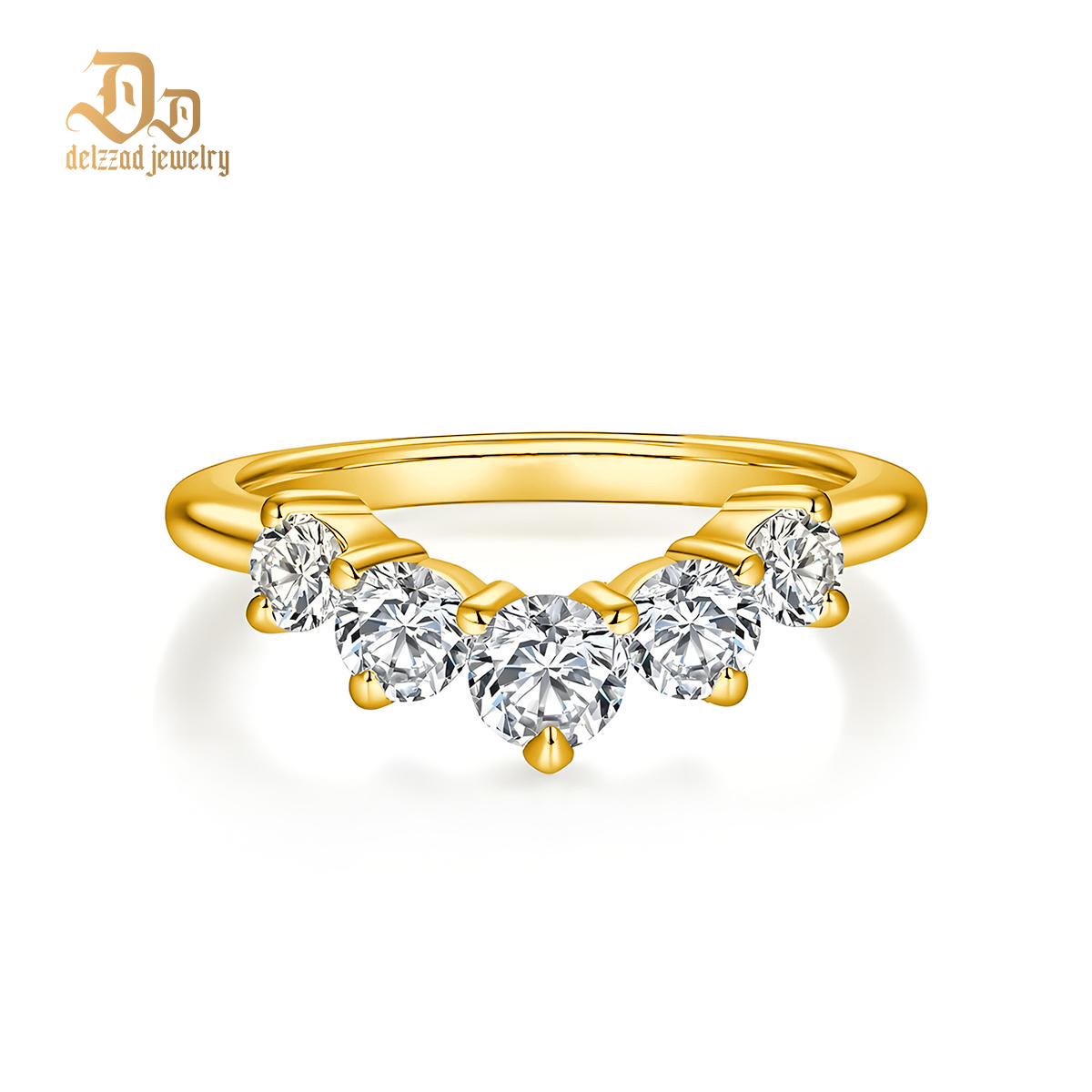 1ct S925 Round Synthetic Moissanite Curved Wedding Band