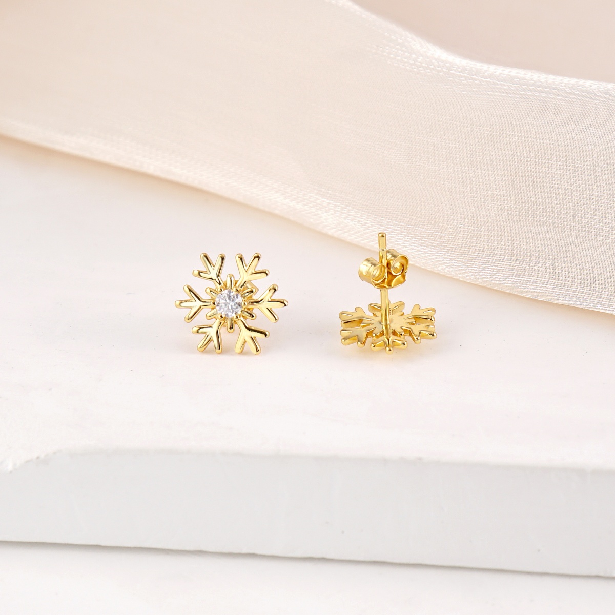 Delzzad Romantic Icy Snowflake Stud Earrings Synthetic Moissanite S925 Earring Jewelry Perfect Birthday Engagement Anniversary Christmas Gift
