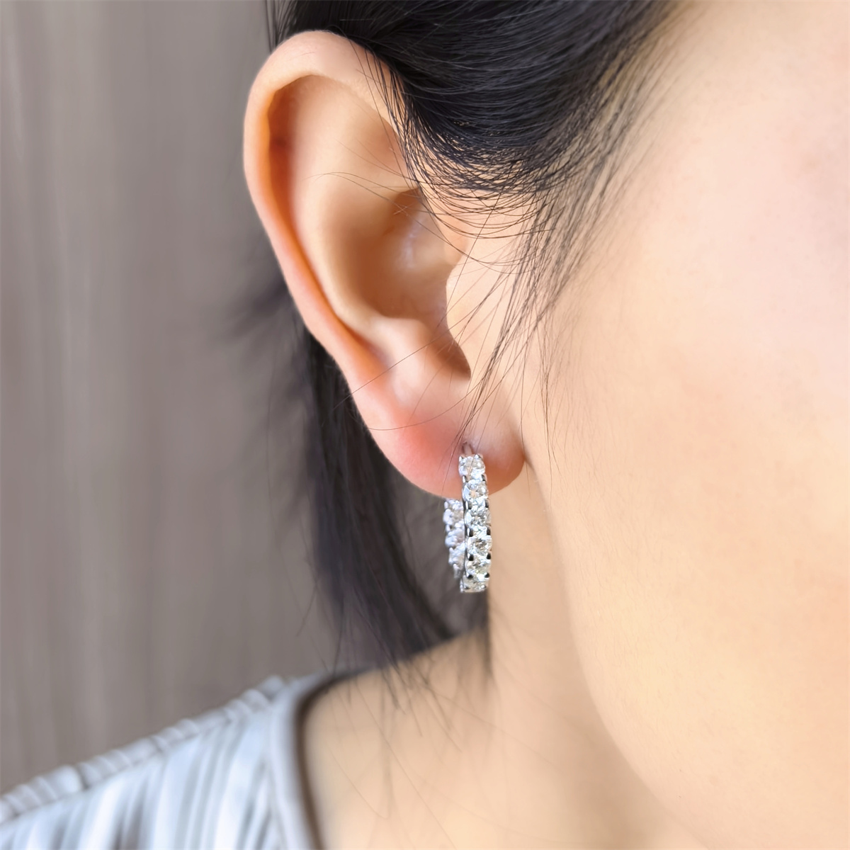 Delzzad Iced Out Hoop Earrings VVS Synthetic Moissanite S925 Unisex Earrings Jewelry Perfect Birthday Anniversary Christmas Gift for Men Women Wedding Set