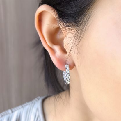 Delzzad Iced Out Hoop Earrings VVS Synthetic Moissanite S925 Unisex Earrings Jewelry Perfect Birthday Anniversary Christmas Gift for Men Women Wedding Set