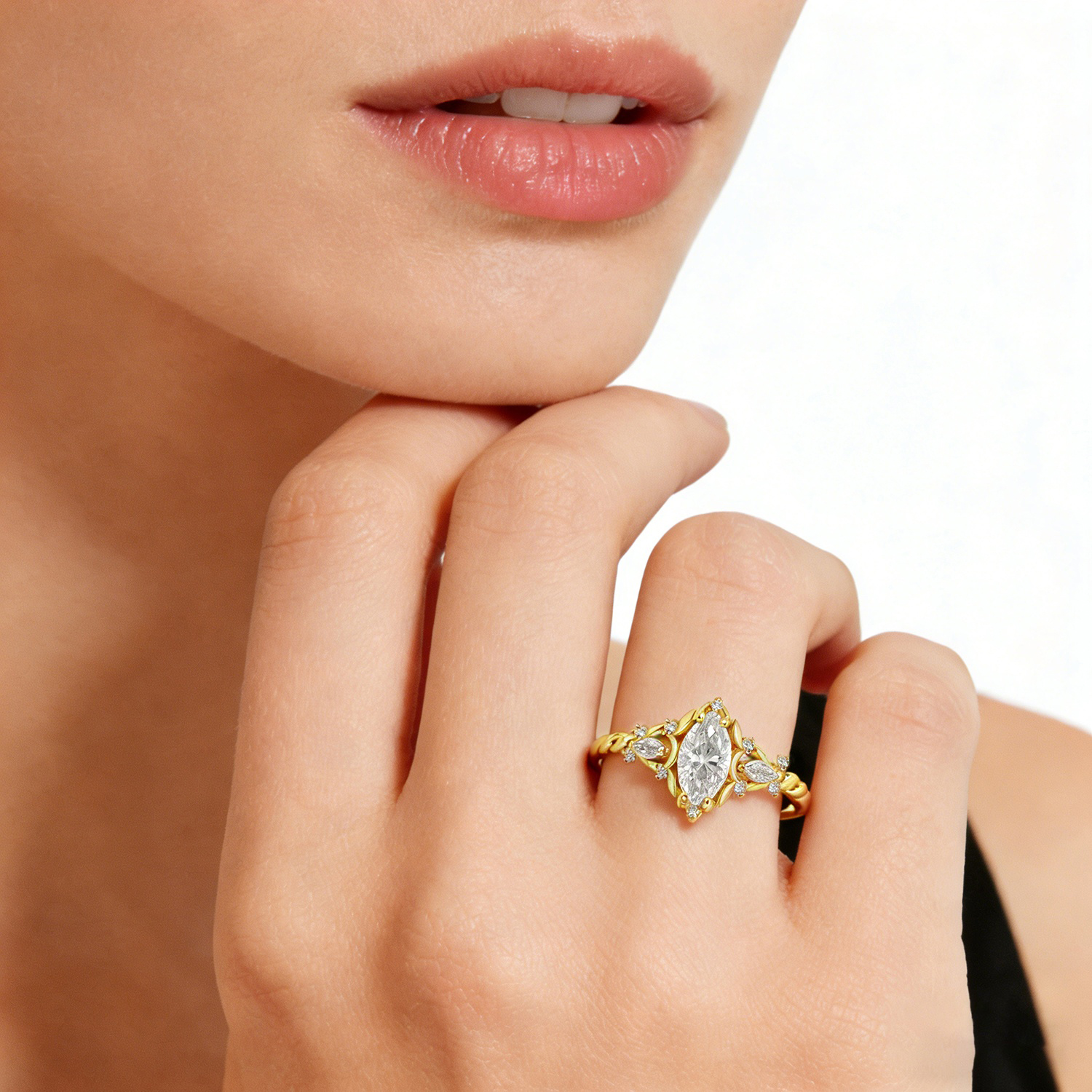 Vintage Marquise Cut Engagement Ring Synthetic Moissanite S925 Ring