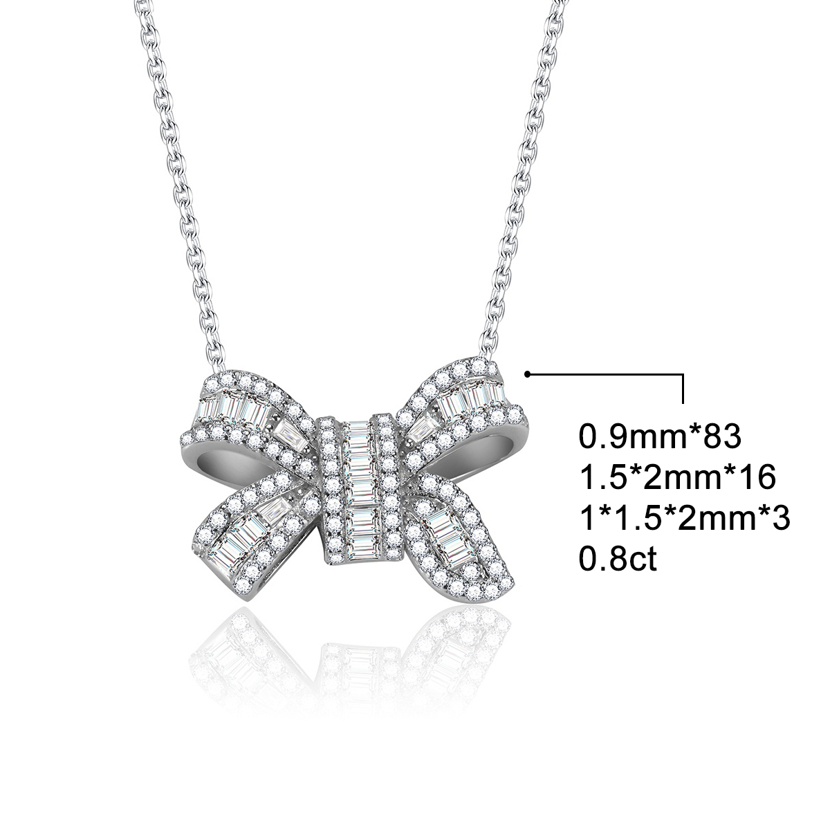 0.8ct Bow-tie Necklace VVS Synthetic Moissanite S925 Chain