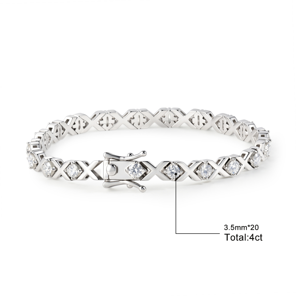 4ct XOXO Infinite Bracelet Eternal Hugs Tennis Bracelet Synthetic Moissanite Bracelet Copper Chain