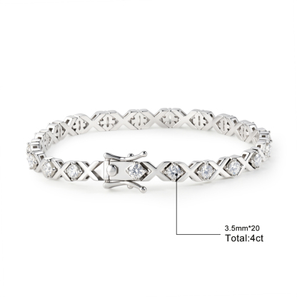 4ct XOXO Infinite Bracelet Eternal Hugs Tennis Bracelet Synthetic Moissanite Bracelet Copper Chain