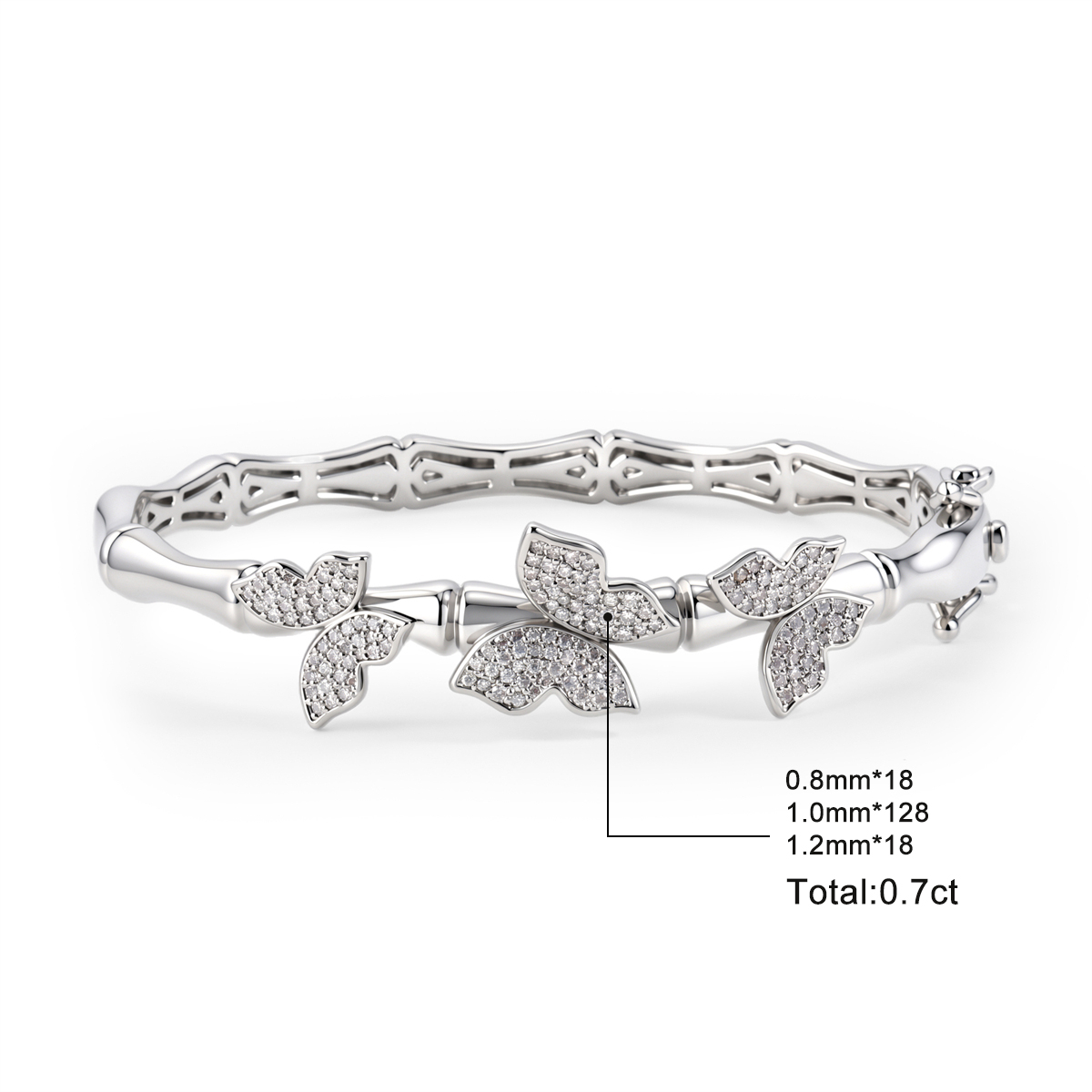 0.7ct Boundless Wing Bangle Butterfly Bangle Bracelet Papillon Breeze Bracelet Synthetic Moissanite Bracelet Copper Chain