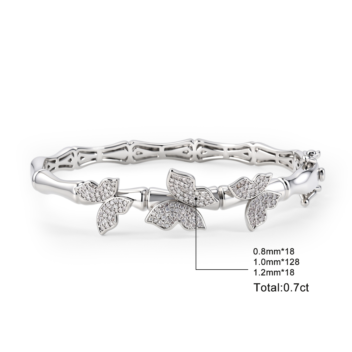 0.7ct Boundless Wing Bangle Butterfly Bangle Bracelet Papillon Breeze Bracelet Synthetic Moissanite Bracelet Copper Chain