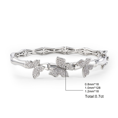 0.7ct Boundless Wing Bangle Butterfly Bangle Bracelet Papillon Breeze Bracelet Synthetic Moissanite Bracelet Copper Chain