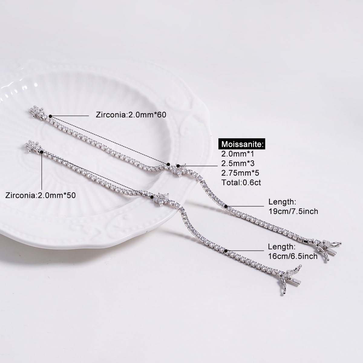 0.6ct Petal On the Stream Bracelet Flower Tennis Bracelet Synthetic Moissanite Bracelet Jewelry Copper Chain
