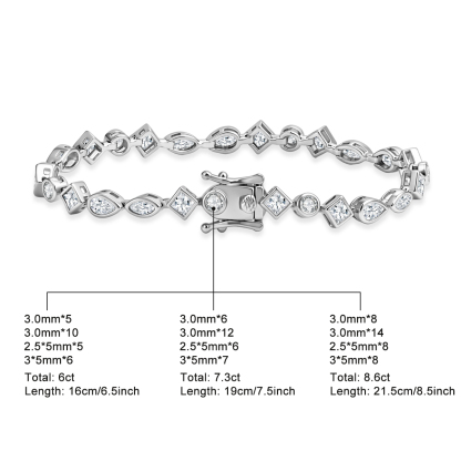 Kaleidoscope Dreams Bracelet Bezel Tennis Bracelet Synthetic Moissanite Bracelet Jewelry Copper Chain