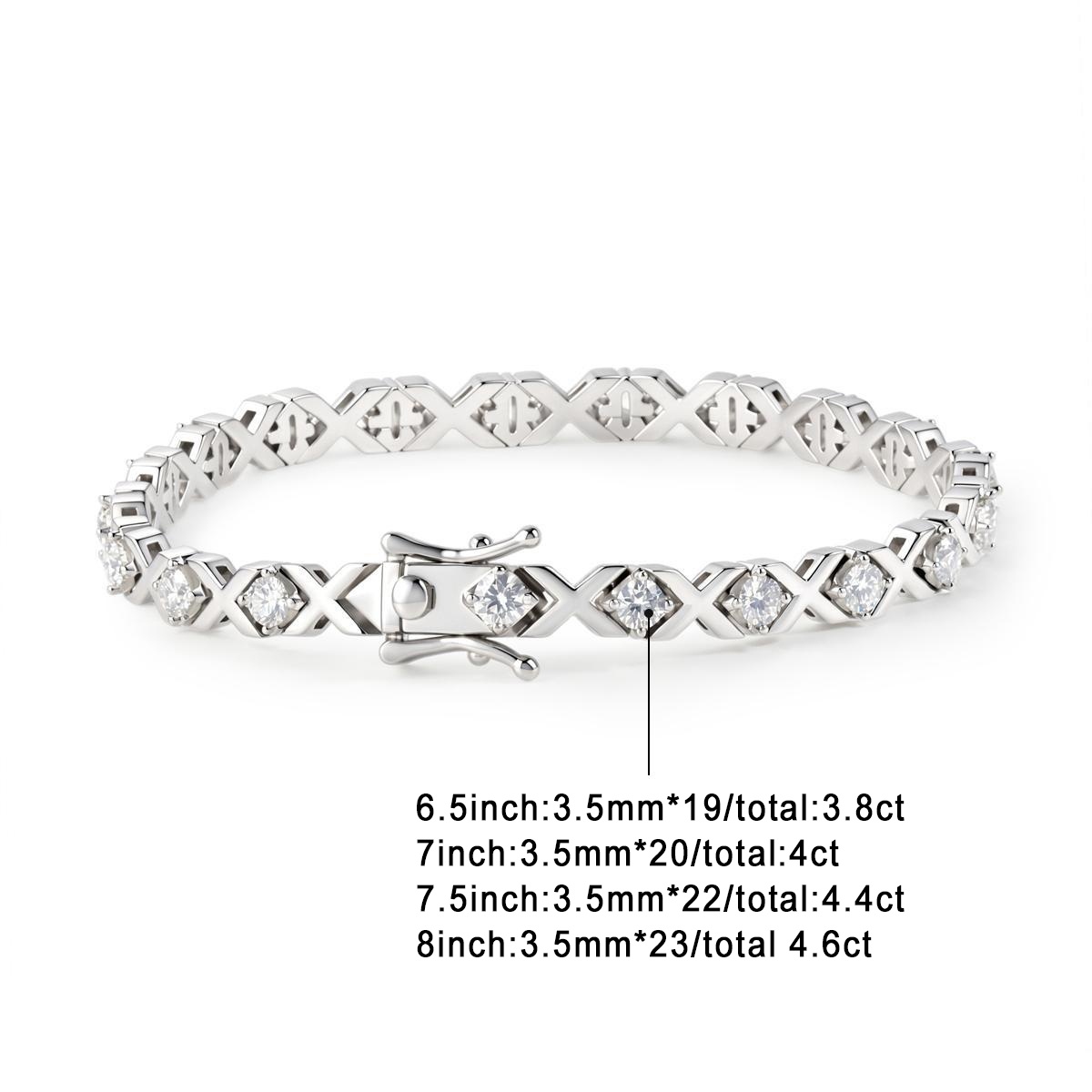XOXO Infinite Bracelet Eternal Hugs Tennis Bracelet VVS Synthetic Moissanite Copper Chain
