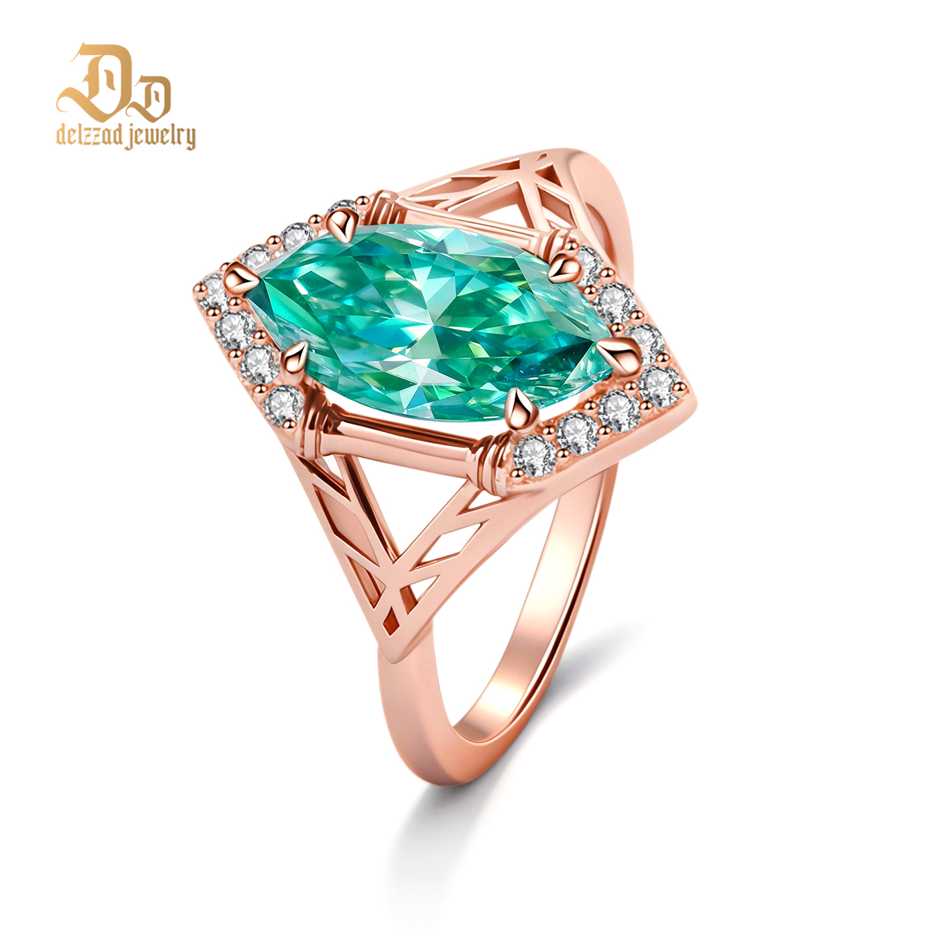 2ct Sparkle Halo Ring Marquise Cut  Green Bliss Ring Engagement Ring Synthetic Moissanite S925 Ring Band