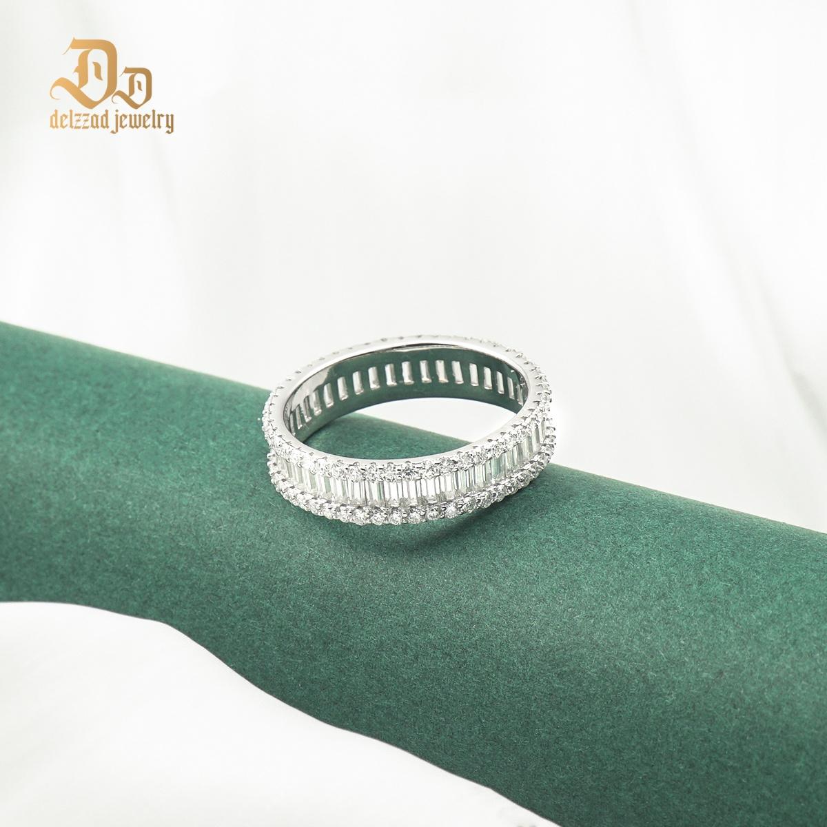 Baguette Round Cut Eternity Ring Band VVS D Color Synthetic Moissanite S925 Unisex Ring