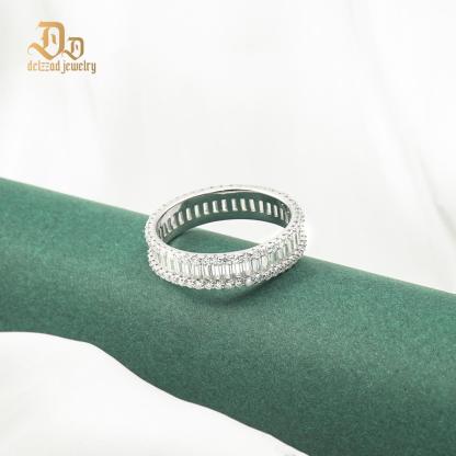 Baguette Round Cut Eternity Ring Band VVS D Color Synthetic Moissanite S925 Unisex Ring