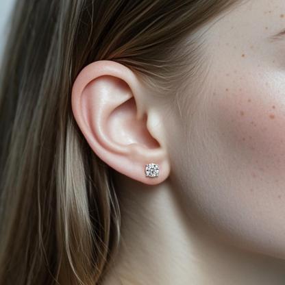 Solitaire Four Prong Earrings Screw Back Stud D-Color Moissanite & S925