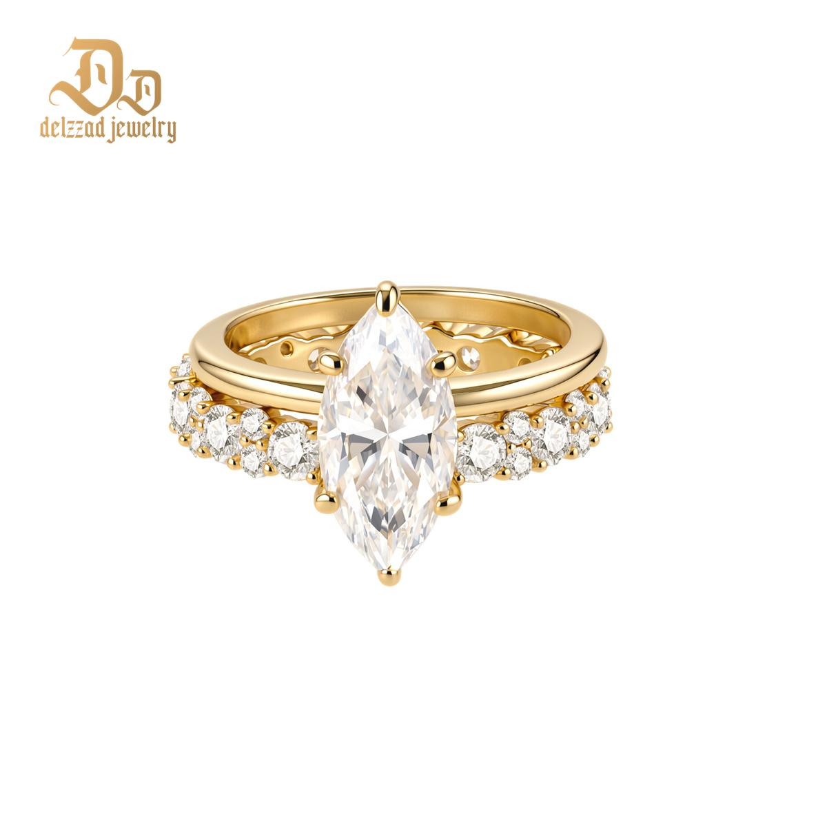 5.2ct The Starlit Voyage Ring Stackable Band Ring Marquise Cut Engagement Ring Set VVS Synthetic Moissanite Ring S925 Band