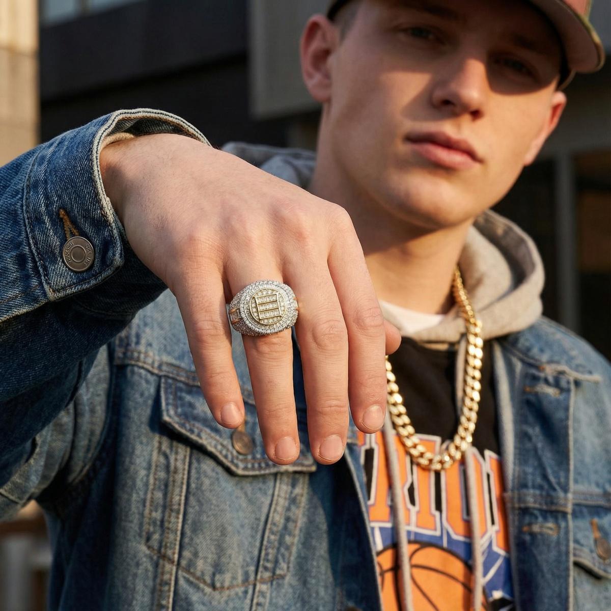 3ct The Sovereign Ring Glacier Band Unisex Fully Iced-out Hip Hop Ring VVS Synthetic Moissanite Ring Jewelry Copper Band