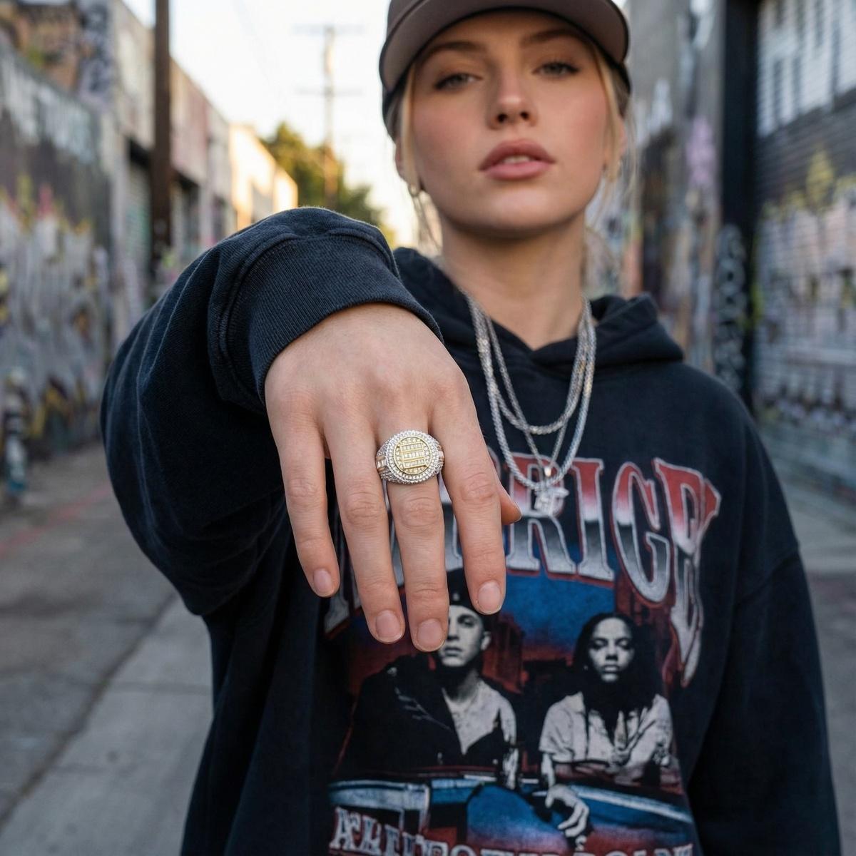 3ct The Sovereign Ring Glacier Band Unisex Fully Iced-out Hip Hop Ring VVS Synthetic Moissanite Ring Jewelry Copper Band