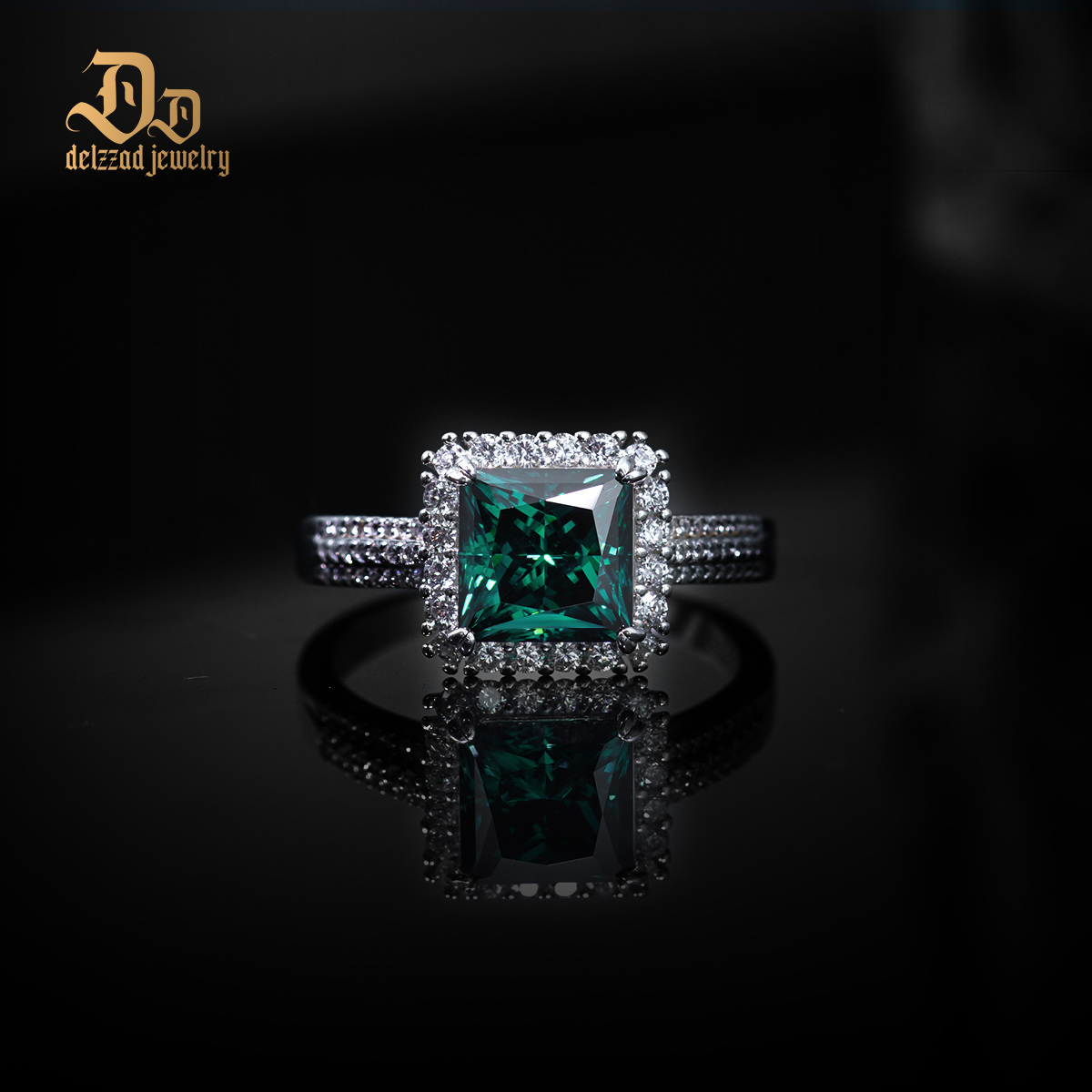 3ct S925 Princess Synthetic Moissanite Halo Ring