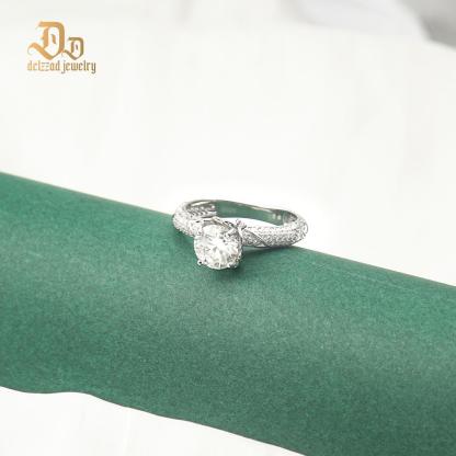 Delzzad 2ct Sparkling Four Prong Ring Band D Color VVS Synthetic Moissanite S925 Unisex Ring Anniversary Engagement Wedding Gifts for Men Women