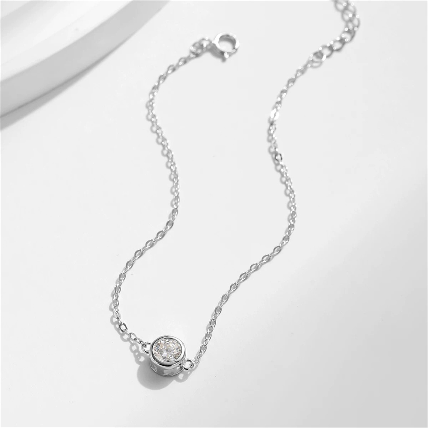 1ct Adjustable Bubble Bracelet Round Synthetic Moissanite S925 Sterling Silver Bracelet Chain Jewelry Birthday Engagement Wedding Anniversary Perfect Gifts