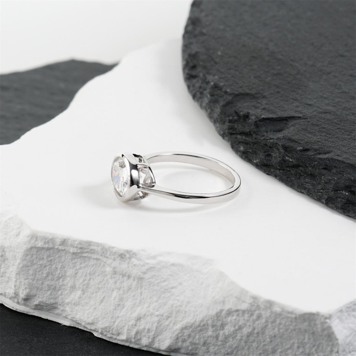 2ct Lucid Moon Ring East to West Oval Bezel Engagement Ring Band VVS Synthetic Moissanite Ring Jewelry Copper Band