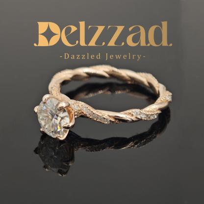 Delzzad 1ct Round Synthetic Moissanite Rope Ring In 925 Sterling Silver St Valentine's Day Gifts for Men Women