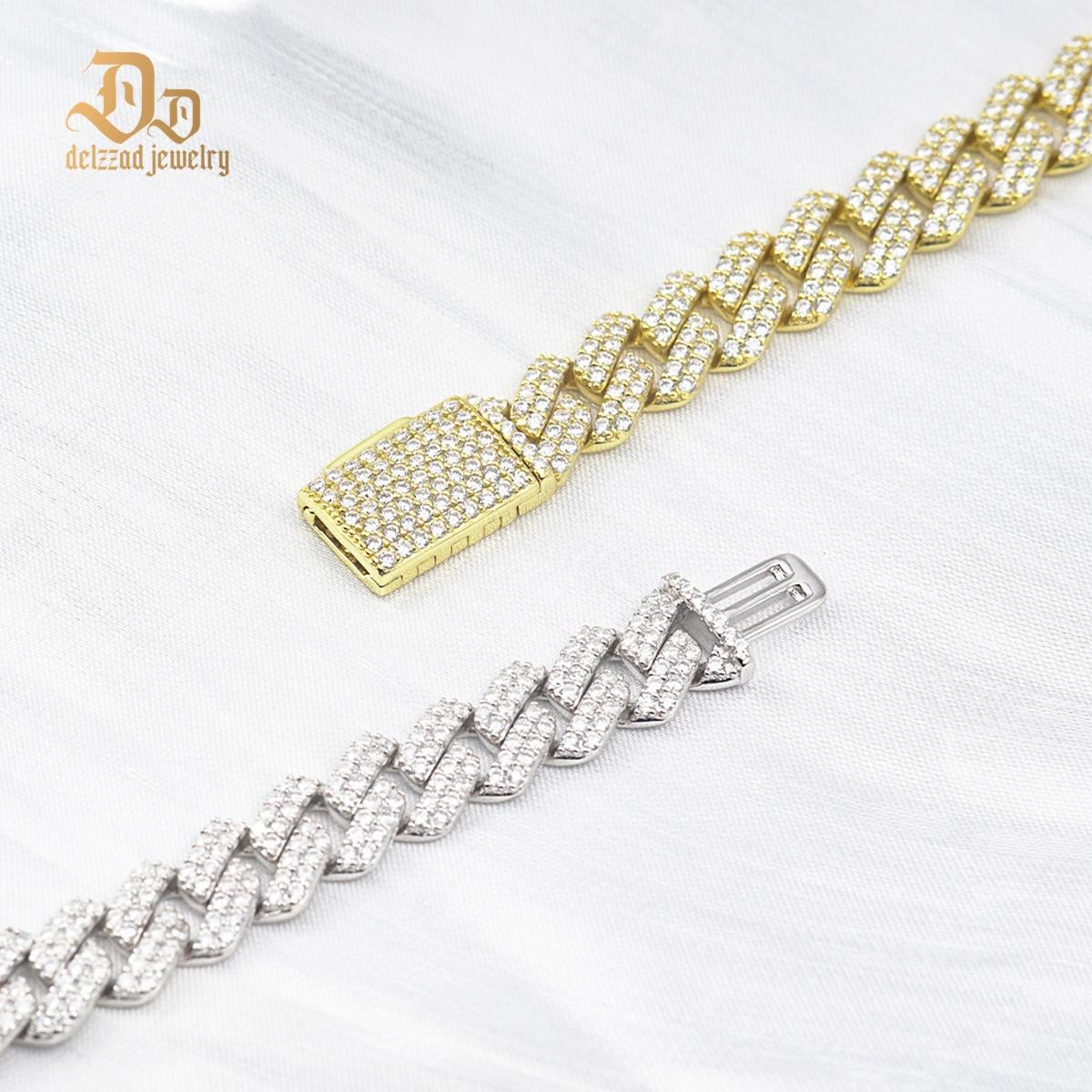 Delzzad 8.5MM Iced Out Cuban Link Bracelet Necklace VVS D Color Synthetic Moissanite S925 Unisex Bling Hip Hop Cuban Chain Perfect for Any Occasion & Everyday Wear Birthday Anniversary Gifts