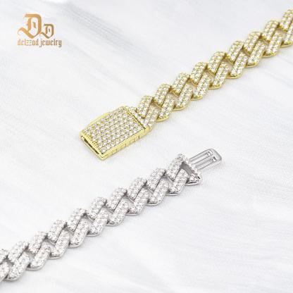Delzzad 8.5MM Iced Out Cuban Link Bracelet Necklace VVS D Color Synthetic Moissanite S925 Unisex Bling Hip Hop Cuban Chain Perfect for Any Occasion & Everyday Wear Birthday Anniversary Gifts