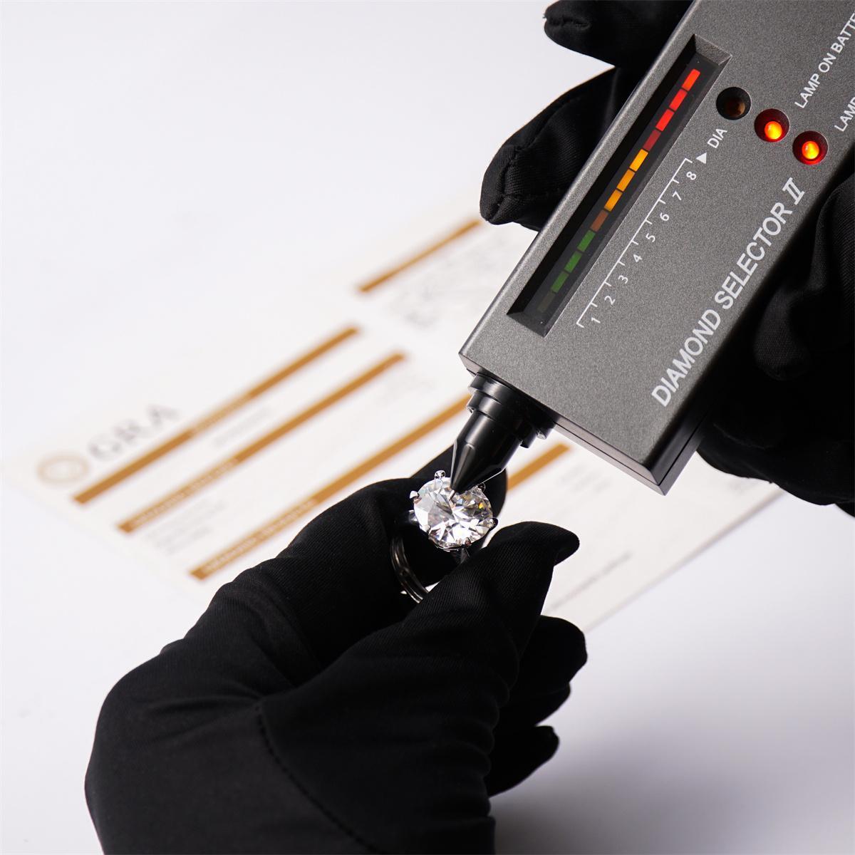 Delzzad 10ct Solitaire Ring Round VVS Synthetic Moissanite Ring Band S925 Christmas Gift