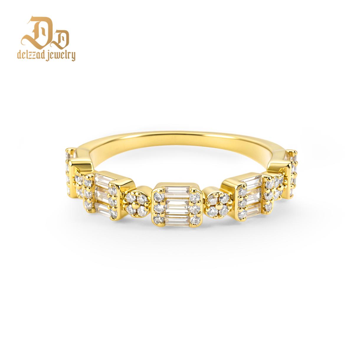 0.6ct Metropolitan Glow Ring Golden Cluster Half Eternity Stackable Ring Tiered Wedding Band VVS Synthetic Moissanite Ring Jewelry Copper Band