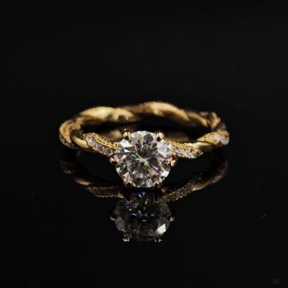 1ct Round Synthetic Moissanite Rope Ring In 925 Sterling Silver