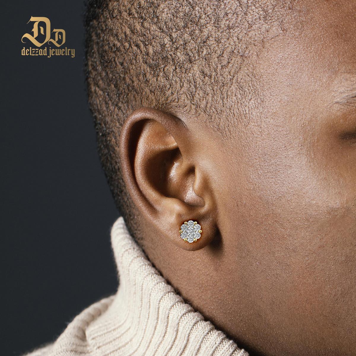 Round Bling Cluster Earrings D Color Synthetic Moissanite S925 Stud Unisex Earrings