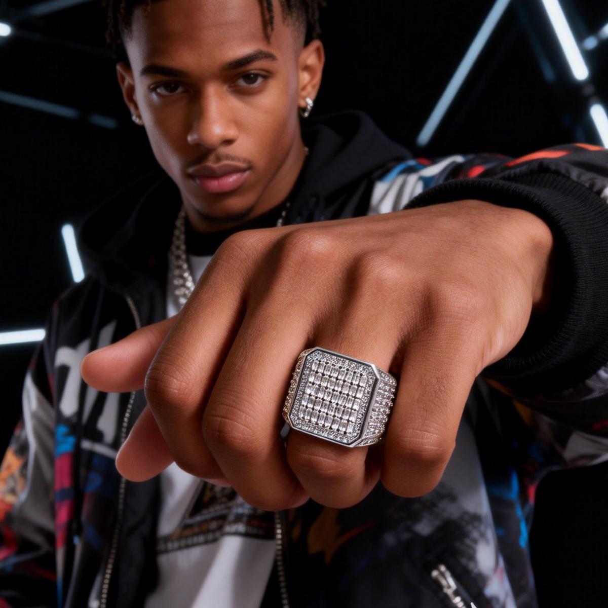 1.8ct Empire Glace Ring VVS Synthetic Moissanite Ring Jewelry Copper Band Unisex Hip Hop Prism Palace Band Ring Signet Ring