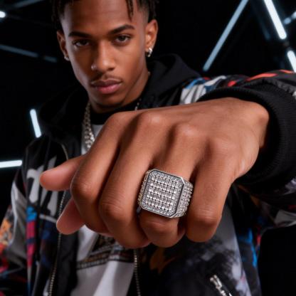 1.8ct Empire Glace Ring VVS Synthetic Moissanite Ring Jewelry Copper Band Unisex Hip Hop Prism Palace Band Ring Signet Ring