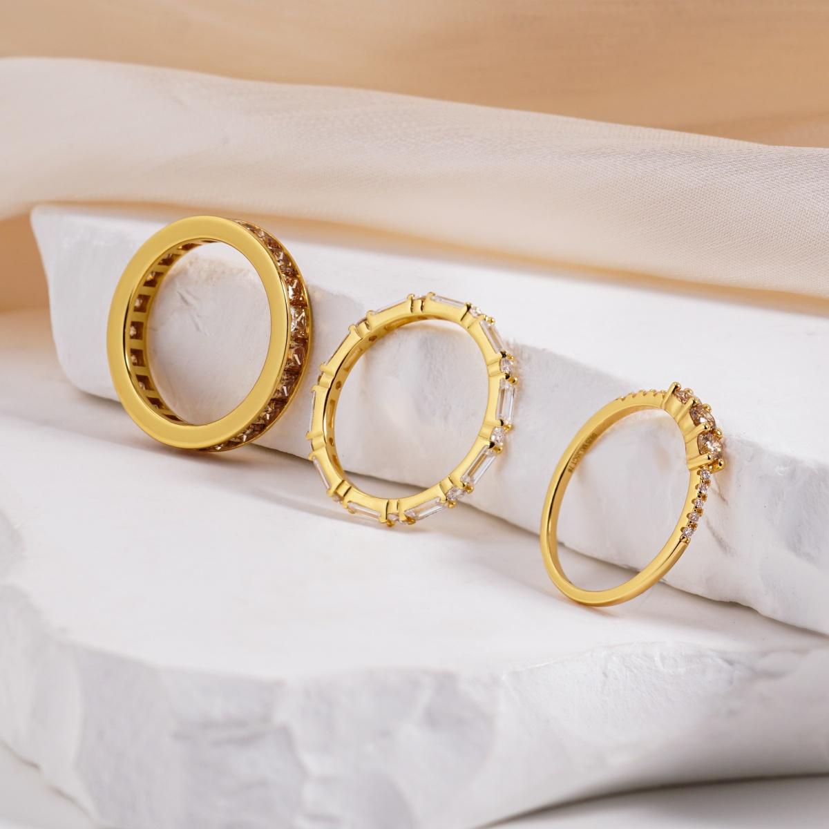 Eternal Trinity Harmony Set Vintage Ring Band Champagne Stacking Ring Synthetic Moissanite Ring Jewelry S925 Band
