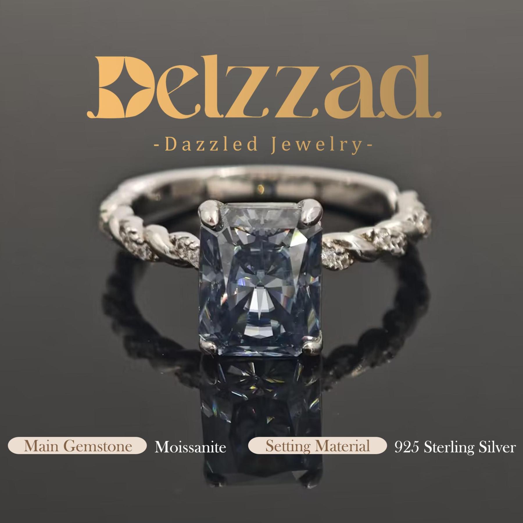 3ct Radiant Synthetic Moissanite Solitaire Twist Band Ring In 925 Sterling Silver